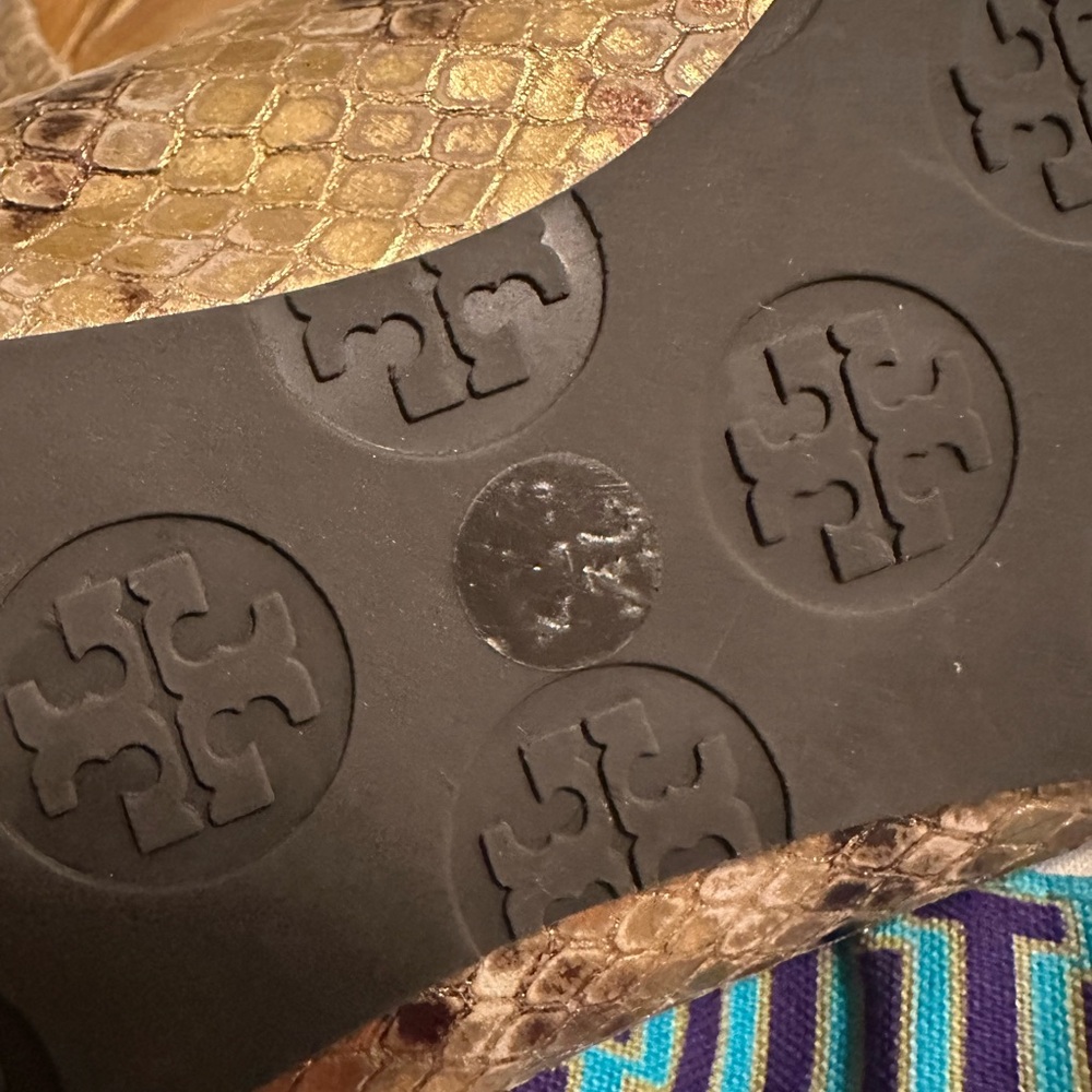 Tory Burch Gold Python Ballet Flats - image 7